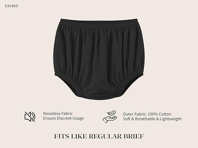 Adult Diaper Cover for Incontinence Noiseless Leak-Protection Underwear Plastic Pants Over Diapers Waterproof Rubber Pants (Black, XXXX-Large)