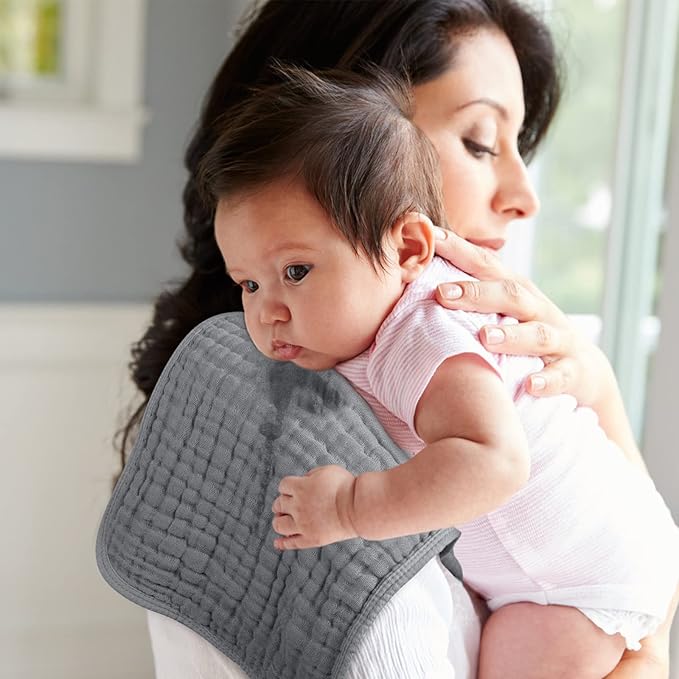 Looxii Muslin Burp Cloths 100% Cotton Muslin Cloths Large 20''x10'' Extra Soft and Absorbent 6 Pack Baby Burping Cloth for Boys and Girls (Grey)