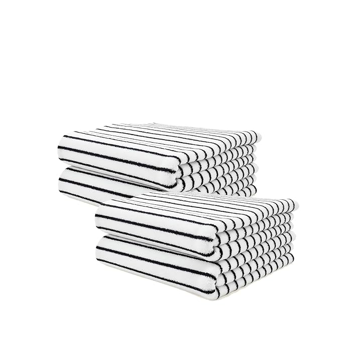 Italic Serene Ultraplush Cotton Bath Towels, 4-Pack (2 Sets of 2), White & Blue Stripes, Large, 800GSM, 100% Cotton, Heavy Duty, Resort Grade Towels (White & Blue Striped)