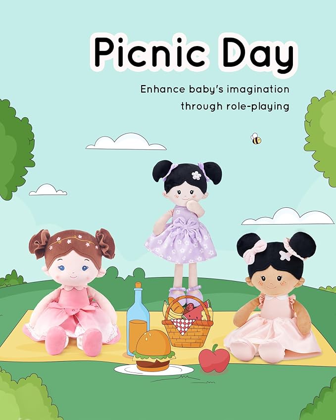 LeyaDoll Soft Baby Doll Toys (16''), My First Baby Rag Doll for 1 Year-Old Girl Birthday Gift, Christmas Plush Toys Gift for Toddler Kids Infants-Blossom-Fairy