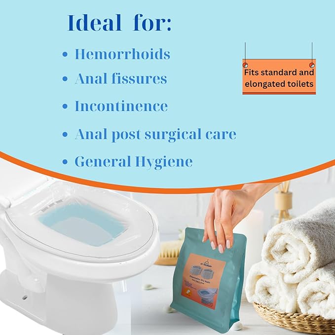 12 Disposable Sitz Baths- Travel Friendly- Use it, Toss it, Done- No Cleaning, No Hassle Sitz Bath for Hemorrhoids & Fissures