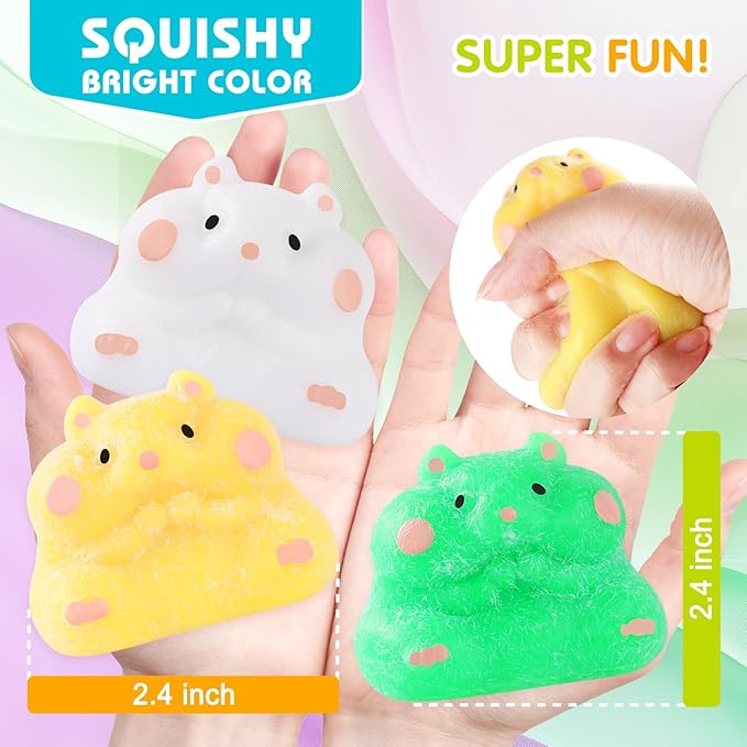 8Pcs Taba Squishy Hamster Squeeze Toys, Fidget Toy, Kawaii Squishies Sensory Toys, Pinch Family Squishy Cat Paws Mochi Toys,Stress Relief for Party Favors,Novelty Things for Adults Kids