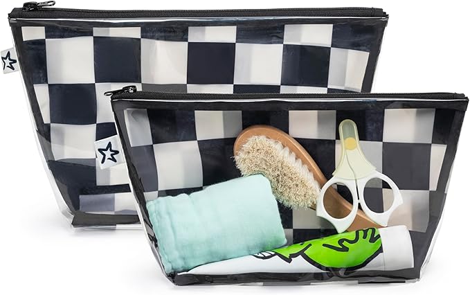 Tiny Twinkle Mess-Proof Travel Bags | TSA Airline Compliant, Zipper Closure, Clear Front Pouch, Diaper Bag Packing, Toiletry or Makeup Cosmetics Organizer