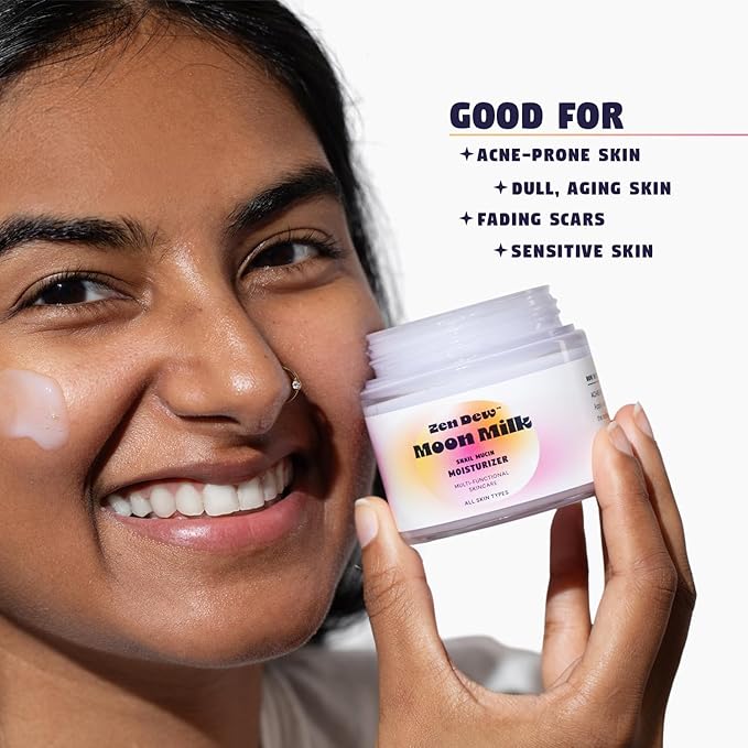 Moon Milk Snail Mucin Moisturizer Gel Cream 3.52 Oz - Blue Light Skin Defense - Korean Snail Mucin Serum Cream that Replenishes Moisture & Leaves Skin Brighter, Plumper, Soothed & Smooth