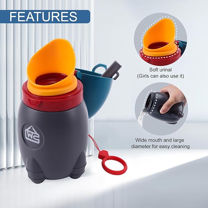 2025 Upgraded Travel Urinal for Kids,Rocket Toys Portable Emergency Urinal for Toddler,Light and Easy to Carry,Suitable for Car,Travel,Camping and Children's Urinal Potty Training(Deep Blue)