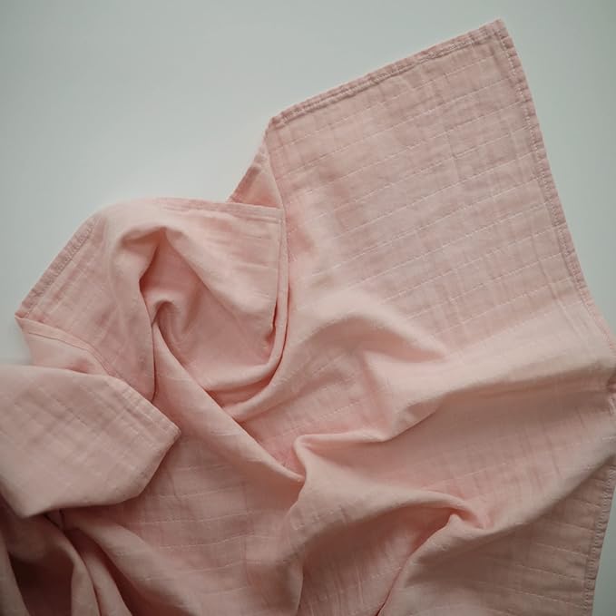 mushie Muslin Baby Swaddle Blanket | 100% Organic Cotton (Rose Vanilla)