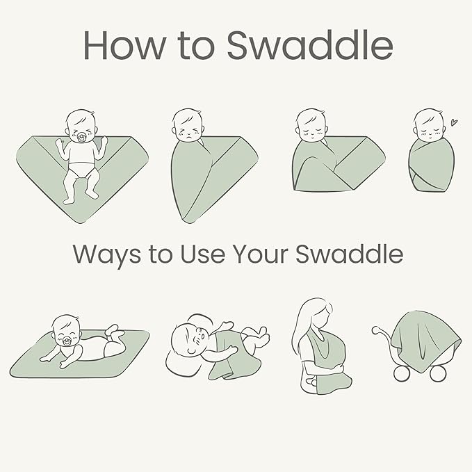 Konssy 2 Pack Muslin Swaddle Blankets, 100% Cotton Receiving Blanket Large 47 x 47 inches for Baby Boys Girls, Soft Breathable Muslin Baby Blanket for Newborn (Woodland,Sage)