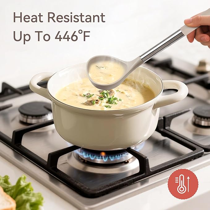 Kitchen Utensils Set, NCUE 28 Pcs Silicone Cooking Utensils Set with Holder, Spatula Set, Silicone Whisk, Scissors, Measuring Cups and Spoons Set with Stainless Steel Handle Kitchen Gadgets (Khaki)