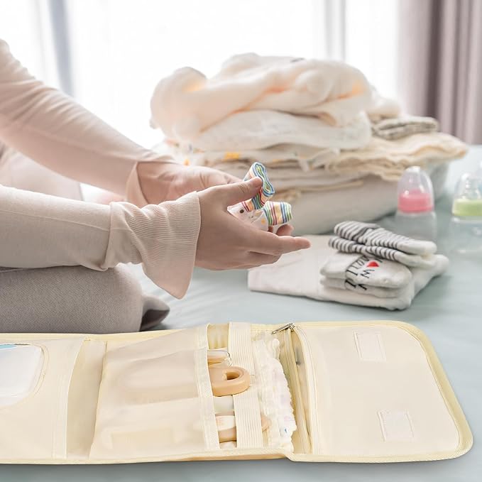 Diaper Bag Organizer,Foldable Small Diaper Pouch,Baby Travel Purse,Mom Bag for Outdoor