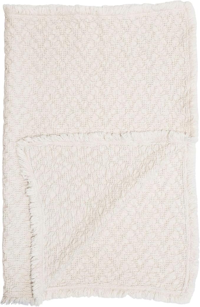 Crane Baby Oatmeal Boho Knit Blanket, Soft Cotton Nursery and Stroller Blanket, 100% Cotton, 30" x 40"