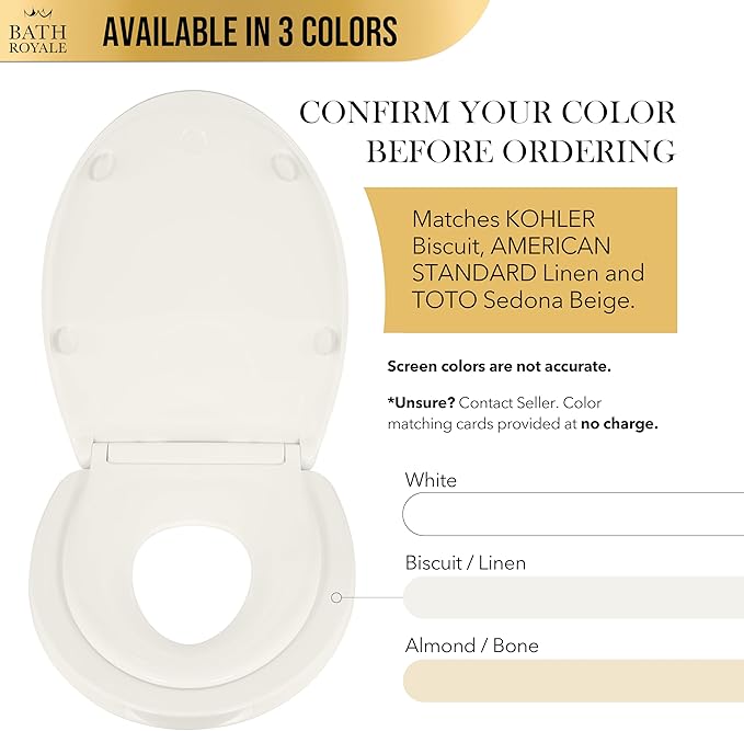 BATH ROYALE Potty Training Seat - Soft Close, Adult/Child, Kingsport BR721-01, Elongated Biscuit/Linen
