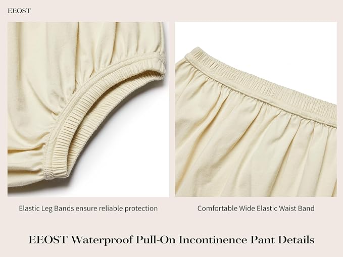 Adult Diaper Cover for Incontinence Noiseless Leak-Protection Underwear Plastic Pants Over Diapers Waterproof Rubber Pants (Beige, XXXX-Large)