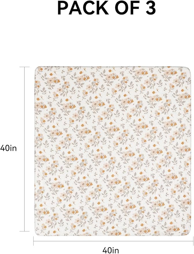 TILLYOU 3 Pack Muslin Swaddles for Newborns Baby Blankets for Girls Boys Cotton Swaddle Blankets 40"X40", Yellow Flower