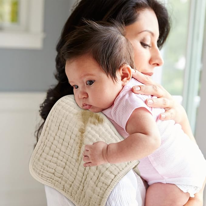 Looxii Muslin Burp Cloths 100% Cotton Muslin Cloths 12 Pack Large 20''x10'' Extra Soft and Absorbent Baby Burping Cloth for Boys and Girls (Apricot+Coffee)