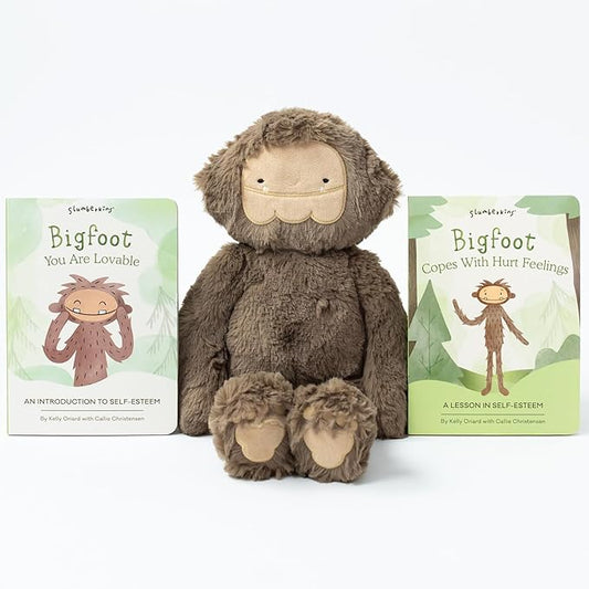 Slumberkins 14" Bigfoot Kin & 2 Board Books Complete Set Bundle | Soft Plush Toy for Ages 0+ | Enhances Self-Esteem & Positive Relationships (Bigfoot Kin Plush + 2 Board Books)