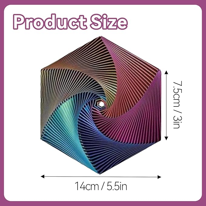 Fractal Fidget Hexagon-3D Printed Hexagon Fidget Toy, Infinity Cube Sensory Toys for Adults, Desk Spinning Toy, Hexagon Spiral Visual Fingertip Toys for Stress Anxiety (5.75in)