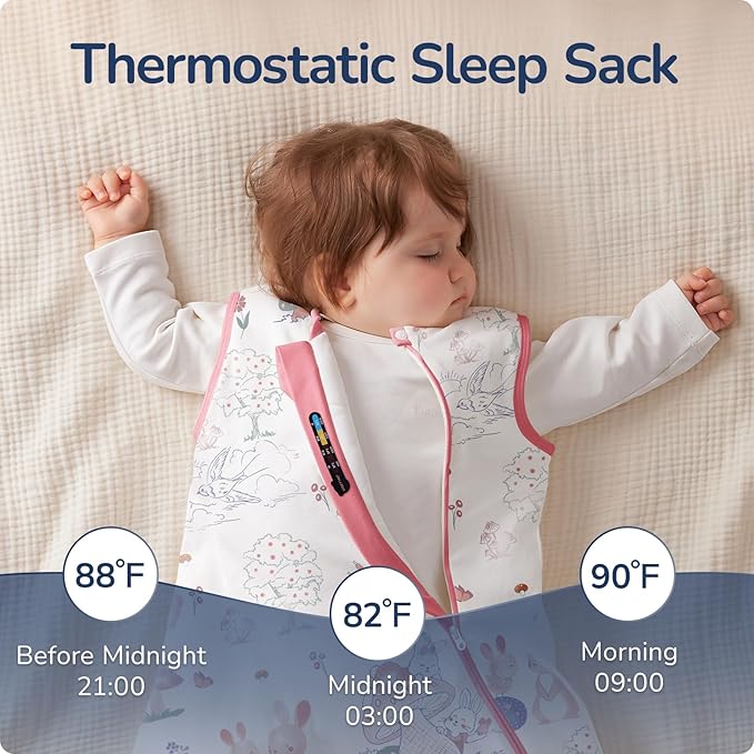 1.0 Tog 2.5 Tog Baby Sleep Sack, 100% Cotton Baby Sleeping Bag 3-24M, 2-Way Zipper Baby Wearable Blanket