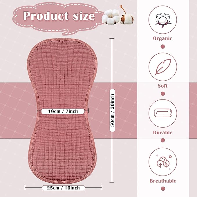 Frienda 8 Pieces Muslin Burp Cloths for Baby Cotton Burp Cloth 10 x 20 Inches Multi Colors Muslin Washcloths Diapers 4 Absorbent Layers Newborn Face Towels for Baby Boy Girl Unisex (Bright Color)