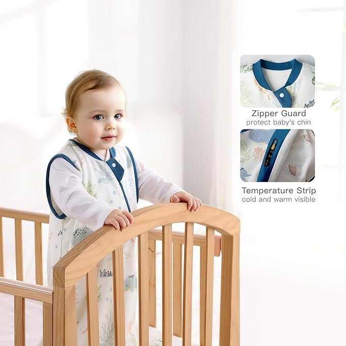 1.0 Tog 2.5 Tog Baby Sleep Sack, 100% Cotton Baby Sleeping Bag 3-24M, 2-Way Zipper Baby Wearable Blanket