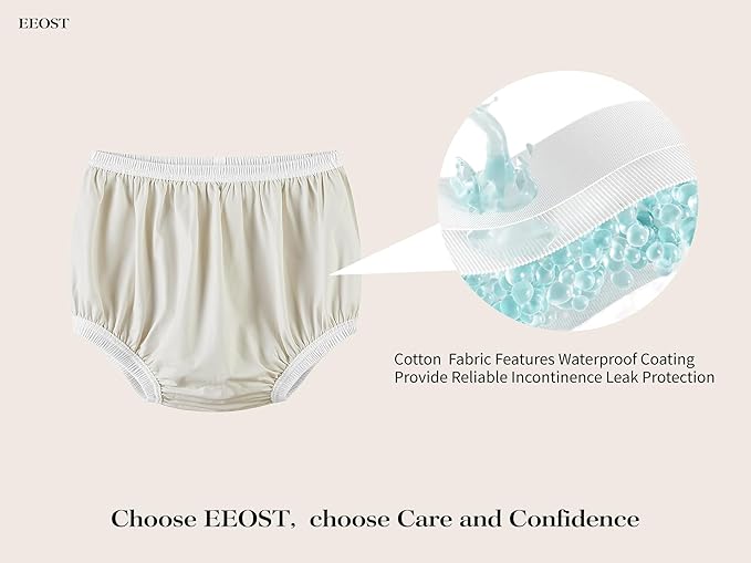 Adult Diaper Cover for Incontinence Noiseless Leak-Protection Underwear Plastic Pants Over Diapers Waterproof Rubber Pants (White, S)