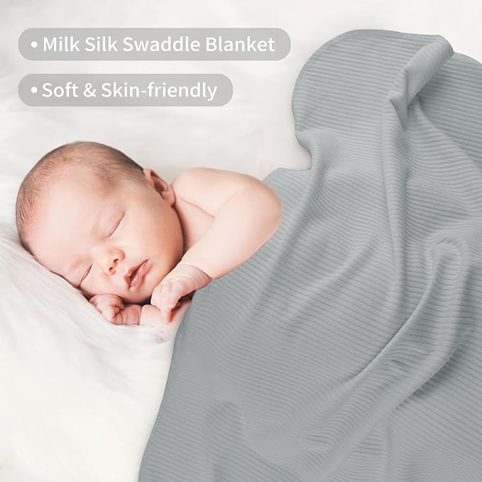Viviland Jersey Swaddle Blanket, Ultra Soft Stretchy Receiving Blanket, Newborn Swaddle Wrap for Boys & Girls, 40 x 30 inches, 2 Pcs