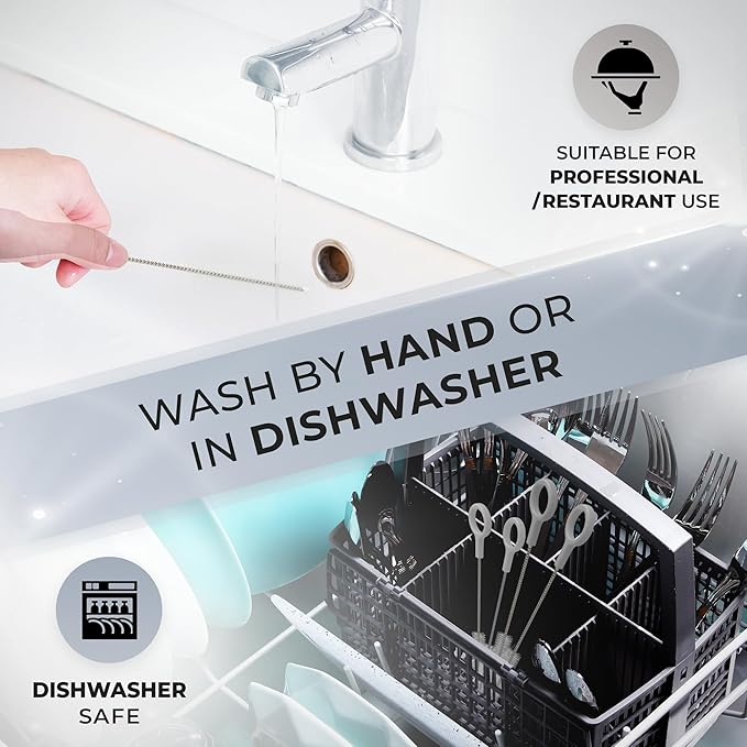 Heavy Duty Cleaning Brushes Set of 4 - Extra Long Straw Cleaners for Metal and Plastic Reusable Drinking Straws, to Clean Small Spaces, Sippy Cups, Water Bottles - Sturdy Hard Brush Bristles