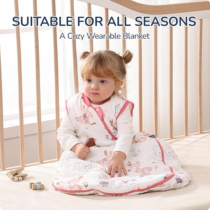 1.0 Tog 2.5 Tog Baby Sleep Sack, 100% Cotton Baby Sleeping Bag 3-24M, 2-Way Zipper Baby Wearable Blanket