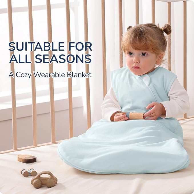 1.0 Tog 2.5 Tog Baby Sleep Sack, 100% Cotton Baby Sleeping Bag 3-24M, 2-Way Zipper Baby Wearable Blanket