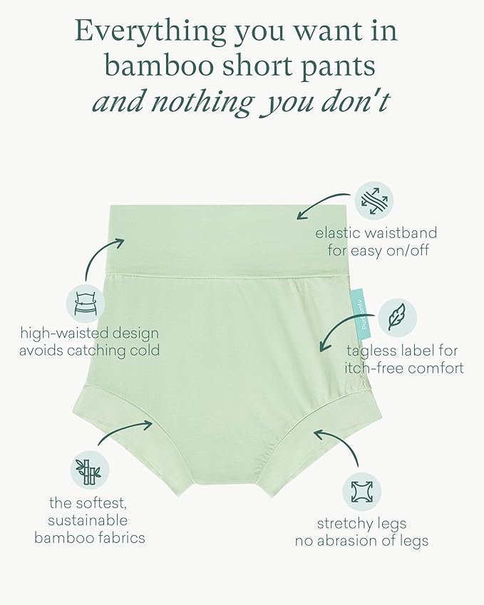 Baby Bloomers Bummies, Soft Bamboo Viscose High Waist Belly Shorts & Diaper Cover for Infant Toddler Girls Boys, 2-Pack