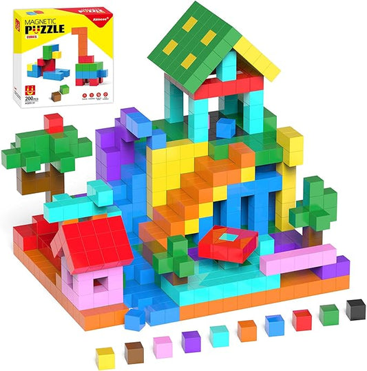 200PCS Magnetic Blocks Set, STEM Montessori Magnetic Building Toys for Toddlers – Sensory Learning Toys, Birthday for Kids Aged 3-8 (200pcs)
