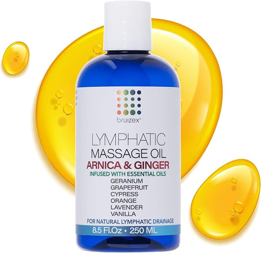 Lymphatic Drainage Massage Ginger Oil with Arnica & Organic Coconut Oil 8.5 Oz