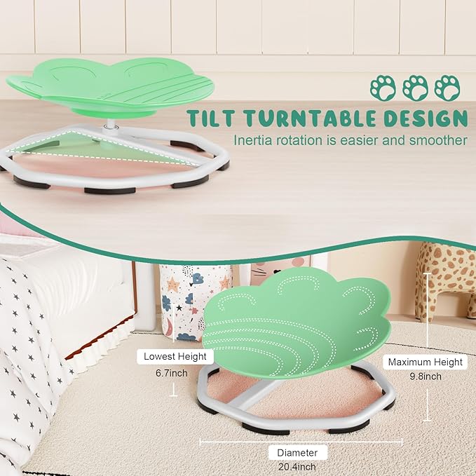 Sensory Swivel Chairs for Kids, Spinning Chair for Autistic Kids, Sit and Spin Sensory Toys, Training Body Coordination, Autism ADHD Chairs Indoor Outdoor Play Equipment (Green)