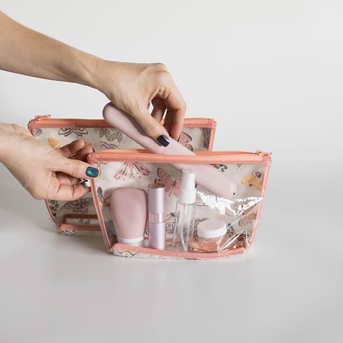 Tiny Twinkle Mess-Proof Travel Bags | TSA Airline Compliant, Zipper Closure, Clear Front Pouch, Diaper Bag Packing, Toiletry or Makeup Cosmetics Organizer