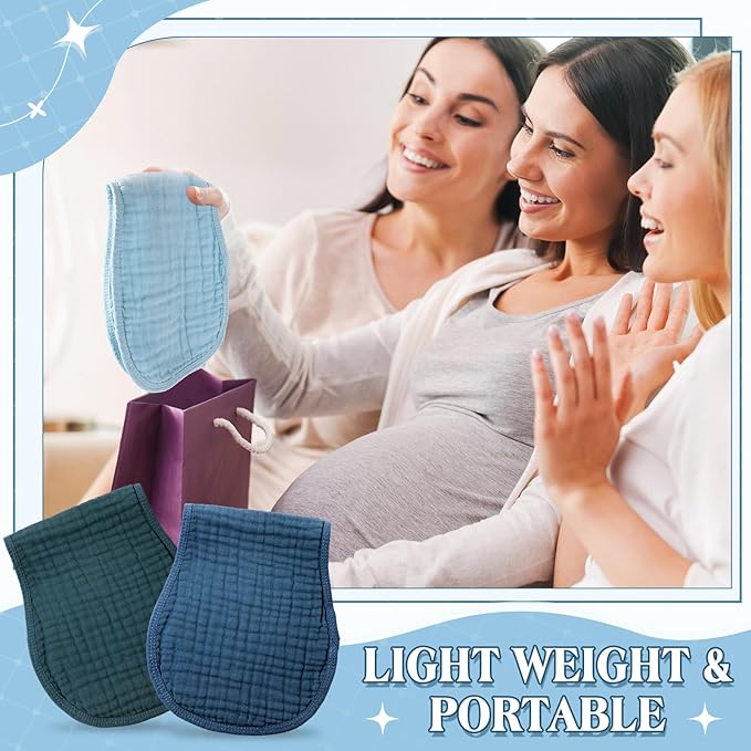 Frienda 8 Pieces Muslin Burp Cloths for Baby Cotton Burp Cloth 10 x 20 Inches Multi Colors Muslin Washcloths Diapers 4 Absorbent Layers Newborn Face Towels for Baby Boy Girl Unisex (Blue Series)