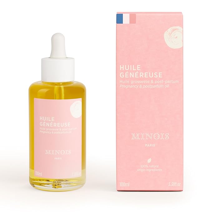 MINOIS PARIS Pregnancy Body Oil – Organic Belly Oil for Stretch Marks Prevention & Removal – Firming Skin Therapy Oil for Pregnant Women – Made in France