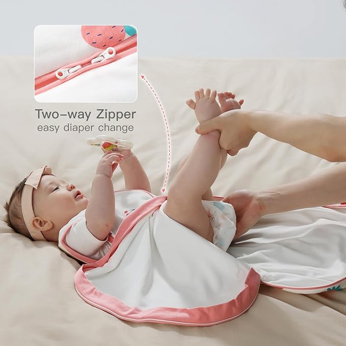 1.0 Tog 2.5 Tog Baby Sleep Sack, 100% Cotton Baby Sleeping Bag 3-24M, 2-Way Zipper Baby Wearable Blanket