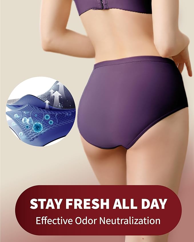 Incontinence Underwear for Women Washable, 2 oz Maximum Abosrbency Panties for Bladder Leak Proof Protection 2 Pack (Berry, L)