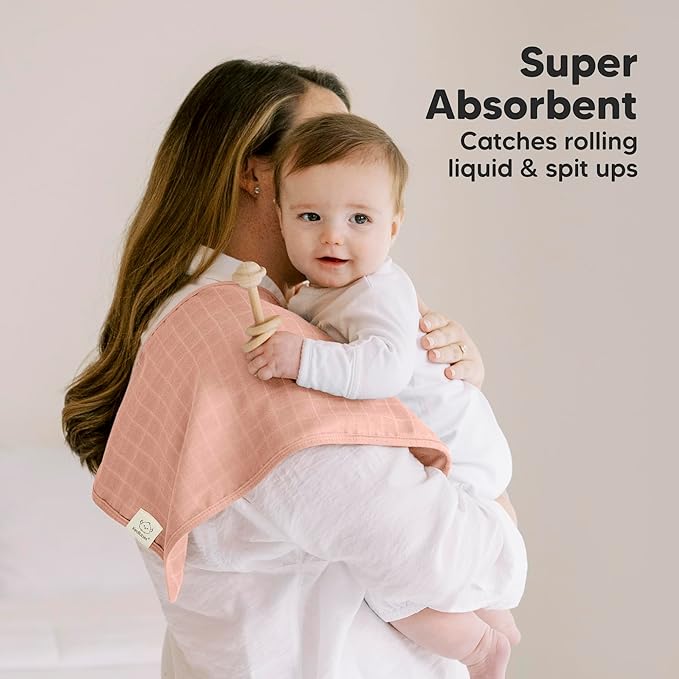 5-Pack Cotton Muslin Burp Cloths Baby Girls, Boys - Soft & Absorbent Spit Up Burp Rags, Large Muslin Towel, Cotton Wash Cloths for Babies, Newborn, Infant, No Shrink,Durable (Lavender)