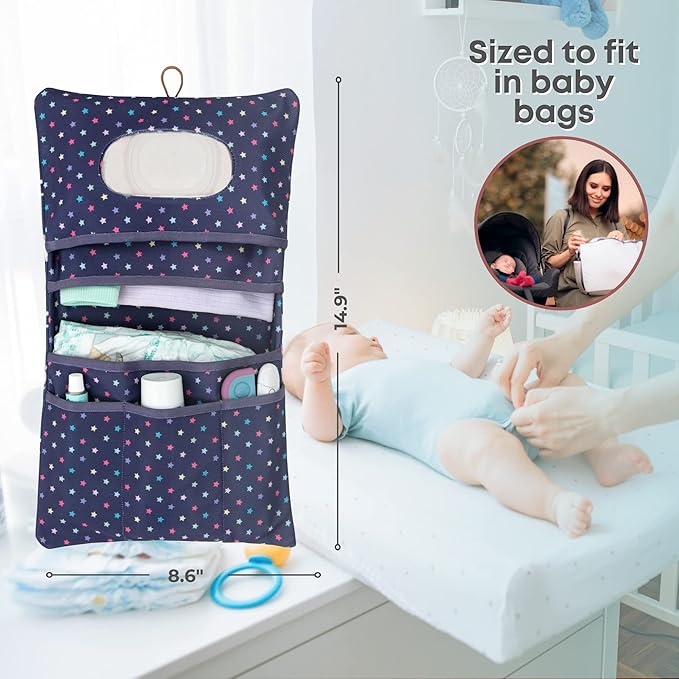 HAMUR Baby Diaper Bag Organizer – Travel-Friendly, Compact & Foldable | Stroller Pouch for Newborn Essentials – Must-Have for Boys & Girls (Purple)