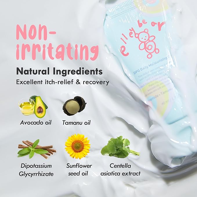 elleybear Daily Baby Moisturizing Cream | Korean Baby Face Cream for Sensitive Skin | Hypoallergenic & Vegan Formula with Tamanu oil | Hydrating Moisturizer for Dry Skin (1.35 fl oz)