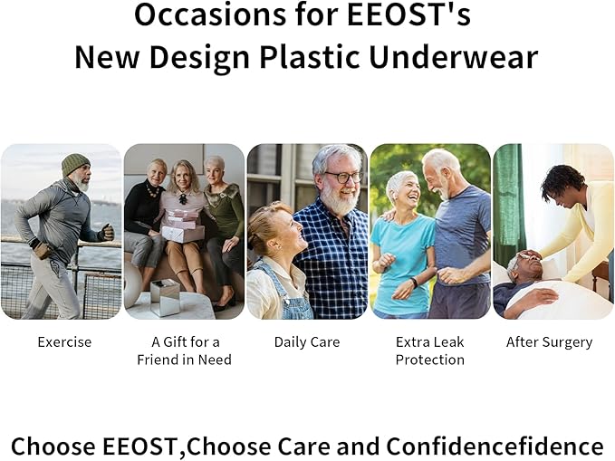 Adult Diaper Cover for Incontinence Noiseless Leak-Protection Underwear Plastic Pants Over Diapers Waterproof Rubber Pants (Gray, M(Men Size))