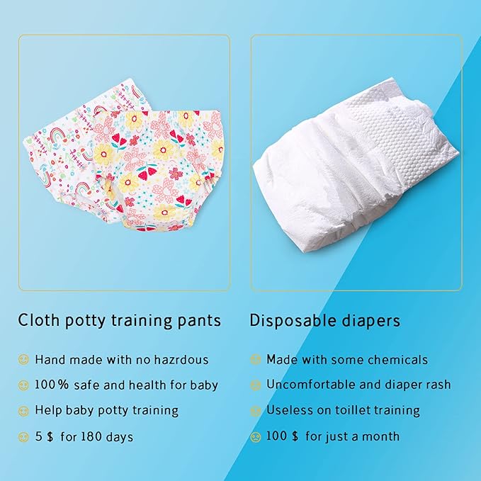 Toddler Potty Training Pants 4 Pack,Cotton Training Underwear Size 2T,3T,4T,Waterproof Underwear for Kids