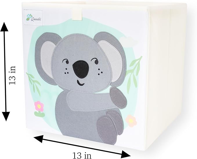 Koala Storage Cube- Organizer for Nursery, Playroom, Bedroom, Closet. Foldable Box 13x13x13 inches. Children's Toy Box, Diaper Caddy, Clothing Basket, Book Bin, Baby Essentials & Kids Gift