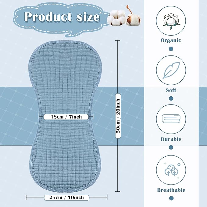 Frienda 8 Pieces Muslin Burp Cloths for Baby Cotton Burp Cloth 10 x 20 Inches Multi Colors Muslin Washcloths Diapers 4 Absorbent Layers Newborn Face Towels for Baby Boy Girl Unisex (Retro Color)