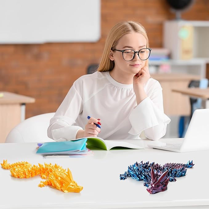 30'' 3D Printed Dragon - 3D Printed Toys, Articulated Crystal Dragon Large Rainbow Animal Fidget Toy, Decor Huge Dragons Collectible Figurines(Blue Purple,30inch)