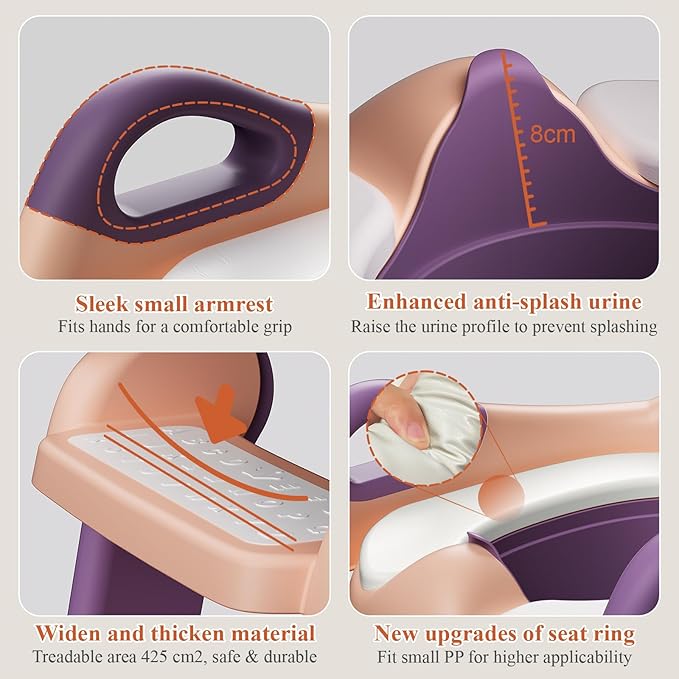 Potty Training Seat, Toddler Toilet Seat for Little Boys Girls, Potty Training Toilet with Urinals, Toddler Step Stool Ladder and Splash Guard (Pink)