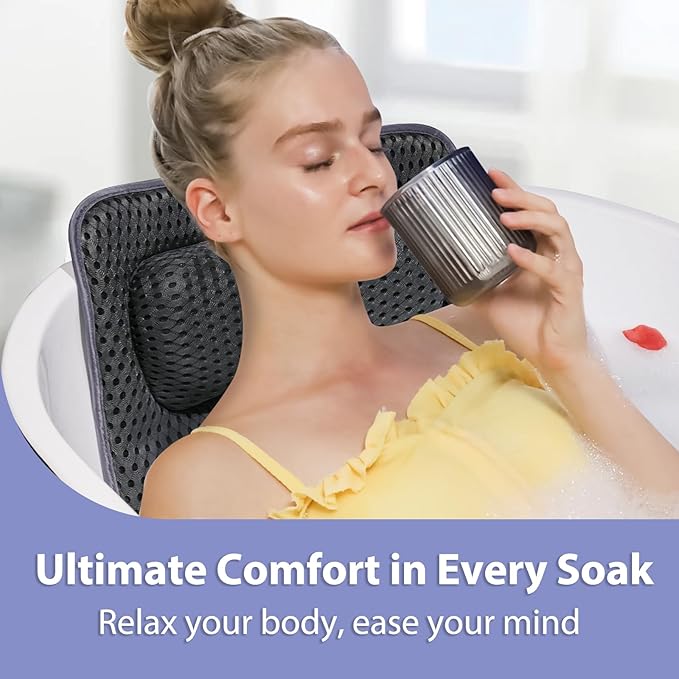 Full Body Bath Pillow for Tub -Soft Bathtub Pillow for Full Back, Head and Neck Support, Quick Dry Bath Cushion, Tub Pillow with 168 Suction Cups, Bathtub Accessories for Gift
