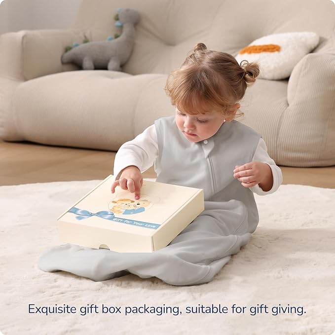 1.0 Tog 2.5 Tog Baby Sleep Sack, 100% Cotton Baby Sleeping Bag 3-24M, 2-Way Zipper Baby Wearable Blanket