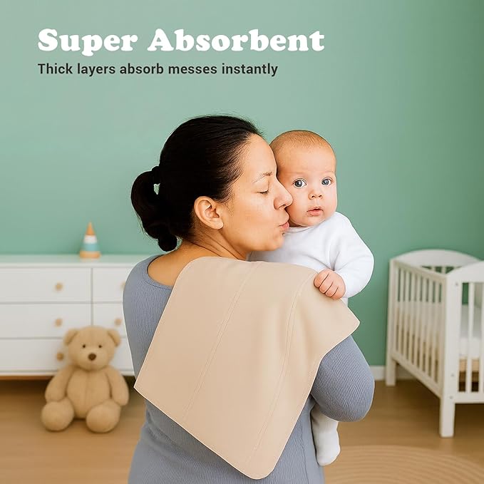 Baby Burp Cloths for Boys and Girls - 6 Pack Large 100% Cotton - Double Layered Extra Absorbent Burp Rags, Maroon