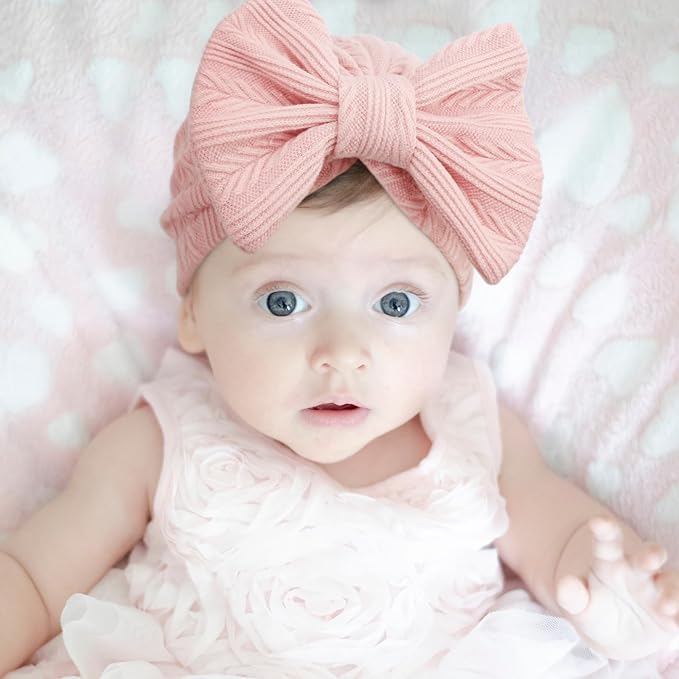 BQUBO Newborn Girls Hats Baby Hat and Mittens Set Infant Caps Bow Hospital Beanie with No Scratch Mittens for Baby Boys Girls